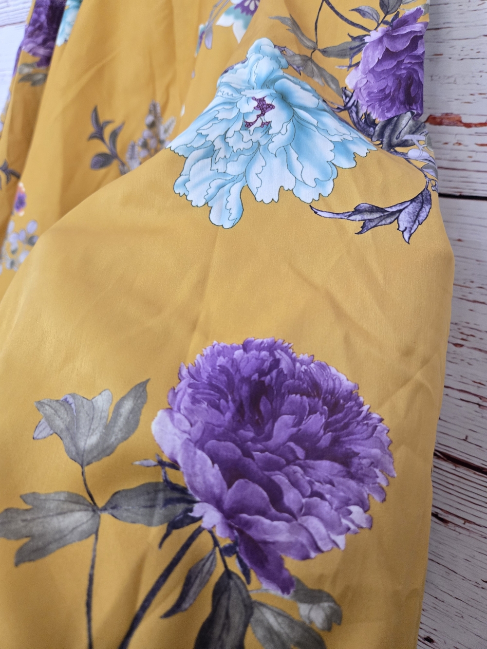 ModCloth Ikebana for All Floral A-Line Skirt Mustard Yellow XL - Picture 2 of 16